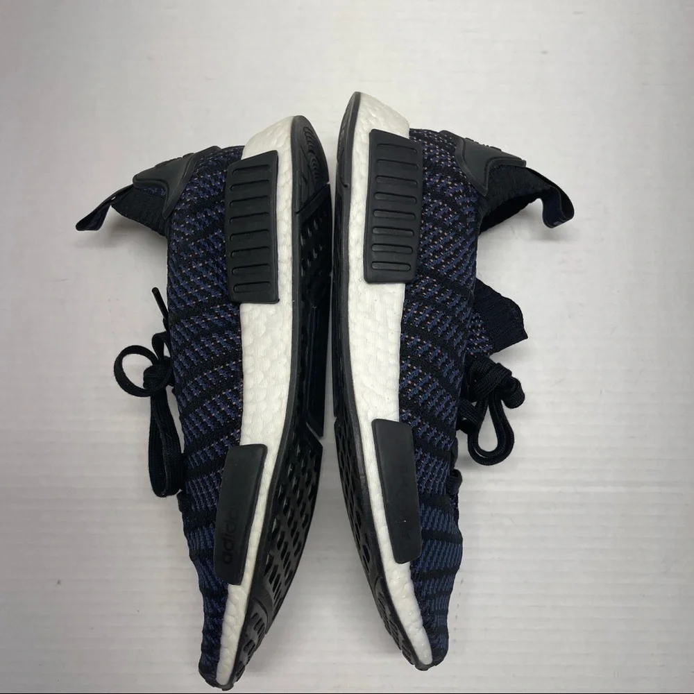 Adidas NMD R1 Primeknit Indigo Stripe Sneakers Sz 11